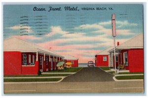 1957 Ocean Front Motel Virginia Beach Scene Virginia VA Unposted Postcard