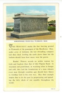 MA - Plymouth. Cole's Hill Sarcophagus-1st BurialGround, Mayflower Passengers