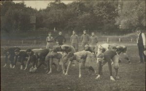 Football Practice Unidentified Crisp Image c1910 Real Photo Postcard