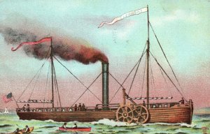 Vintage Postcard 1909 The Clermont Steamship Steamer Invented by Robert Fulton