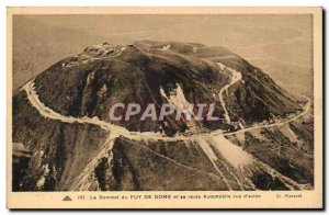 Old Postcard Summit of the Puy de Dome and automobile road seen d & # 39avion