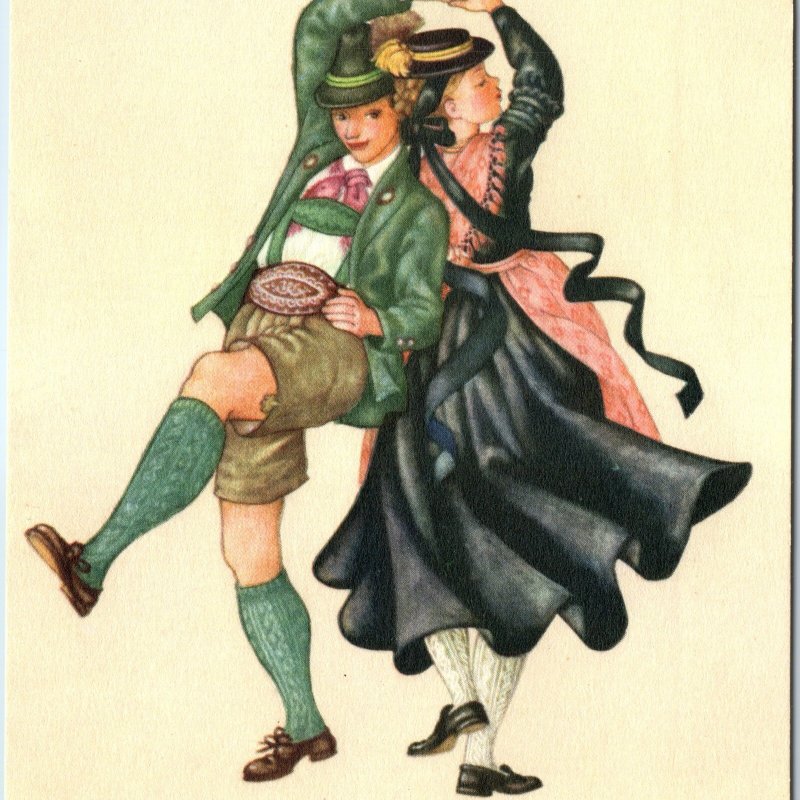 c1960s Salzburg Austria Traditional Folk Dancers Flachgau 4x6 Maria Rehm Art M44
