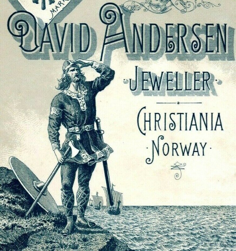 1893 World's Fair Engraved David Anderson Jeweller Christiania Norway 7G