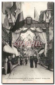 Old Postcard Fete Grace Coronation ND Honfleur June 19, 1913 Rue du Dauphin