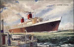 Steamer Steamship SS United States Vintage Postcard