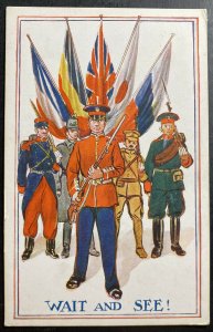 Mint England Patriotic Picture Postcard Wait And See Soldiers