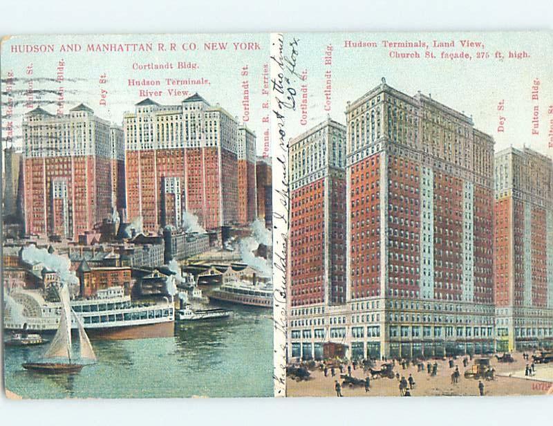 Divided-Back FRONT AND BACK SIDE OF HUDSON TERMINALS New York City NY G2445