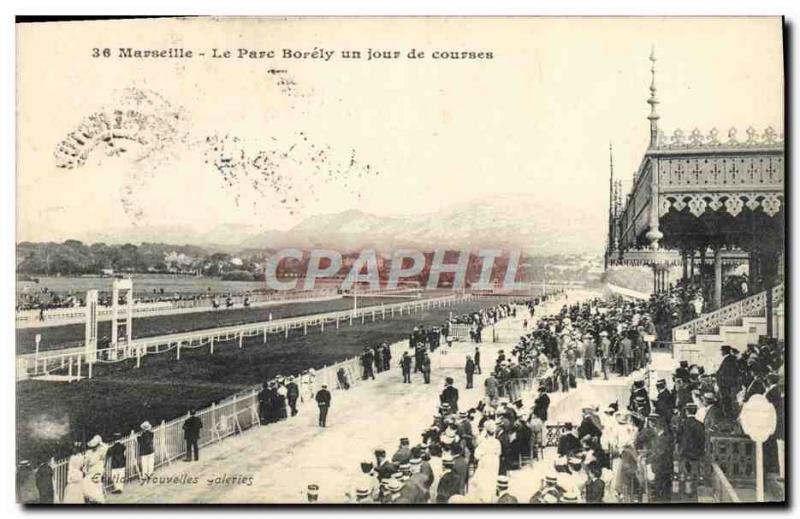 Old Postcard Horse Riding Equestrian Marseille Borely park one day races