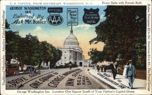 Washington DC Unusual Hotel Motel Advertising George Washington Inn Postcard