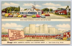Salt Lake City UT~Marriott Hot Shoppes Drive In~Coveys Roadside Motel~1955 Linen