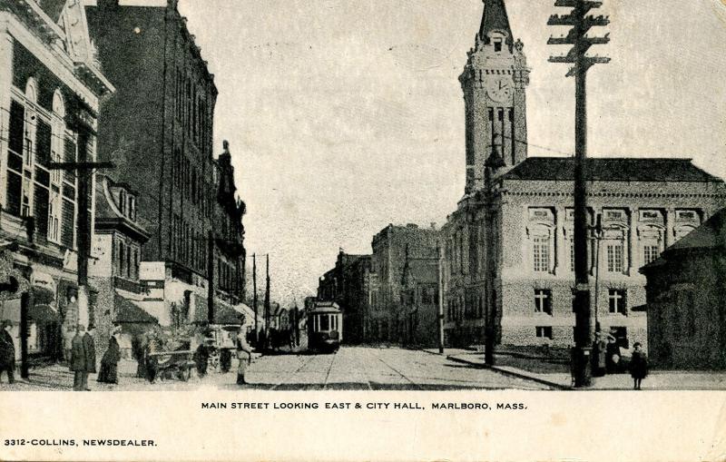 MA - Marlboro. Main Street looking East and City Hall