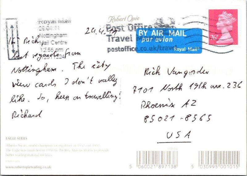 Repro  1963 EAGLE MAGAZINE~British Comic ALBERTO ASCARI~Race Driver 4X6 Postcard