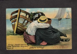 Lovers Pray beside Myself You're Wrong Boats Humour Comic Vintage Postca...