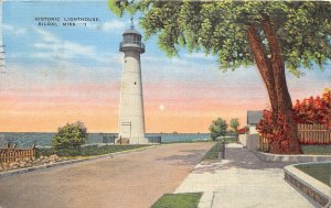 G96/ Biloxi Mississippi Postcard 1939 Historic Lighthouse Linen