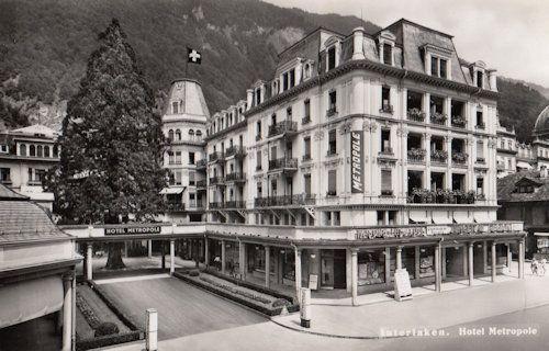 Interlaken Switzerland Hotel Metropole Real Photo Old Postcard