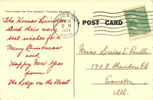 c.'39 Real Photo RPPC Dining Room, Lodge on the Desert, Tuscon, AZ, Old Postcard
