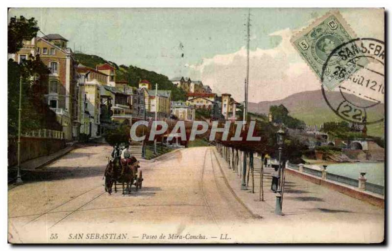 Old Postcard Spain Espana Spain San Sebastian Paseo de Mira Concha