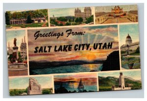 Vintage 1953 Postcard Greetings From Salt Lake City Utah - City Views Landscape