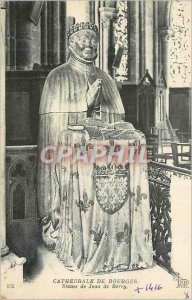 Old Postcard Bourges La Cathedrale Statue of Jean de Berry