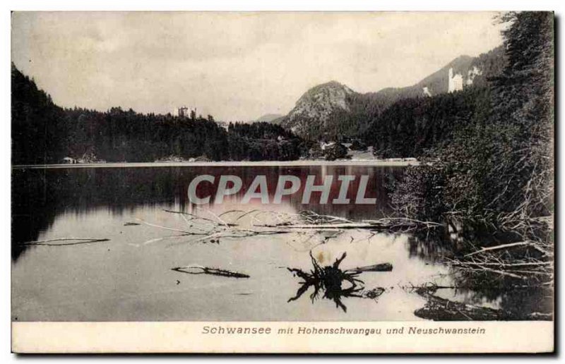 Old Postcard Netherlands Schwansee und mit Hohenschwangau Neuschwanstein