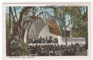 Band Concert Williams Park St Petersburg Florida 1920s postcard
