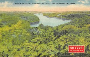 MO, Missouri  WHITE RIVER Bird's Eye View  OZARKS  c1940's Linen Postcard