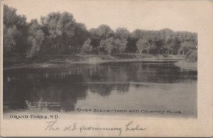 Postcard River Scene Town and Country Club Grand Forks ND