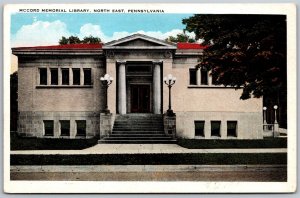 Vtg North East Pennsylvania PA Mccord Memorial Library 1920s View Old Postcard