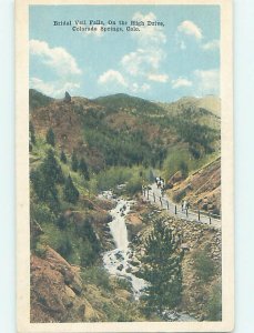 Pre-Chrome WATERFALL SCENE Colorado Springs CO AG4019