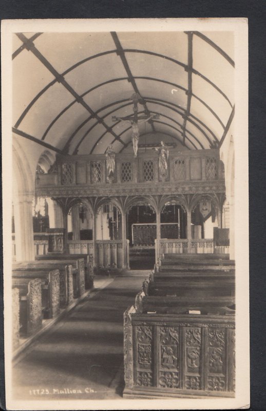 Cornwall Postcard - Interior of Mullion Church     B1186