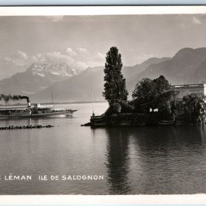 c1910s MS Geneve Steamship RPPC Lake Geneva Switzerland Salagnon Island PC A141