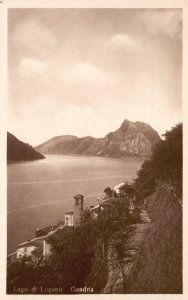 Vintage Postcard 1920's Lake Lago di Lugano Gandria Village Italy IT