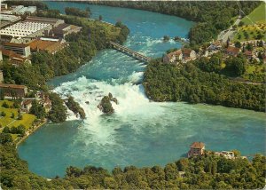 Europe Switzerland Postcard Rheinfall waterfall view