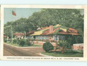 1950 Angelo's Place Restaurant Gulfport Mississippi MS v6436