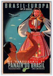 Panair Brazil Postcard Airline 1947 Europa Advertising Unposted Vintage