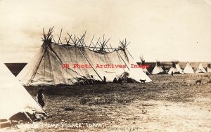 Native American Bannock Indians, RPPC, Village Encampment, Tee Pees, Idaho