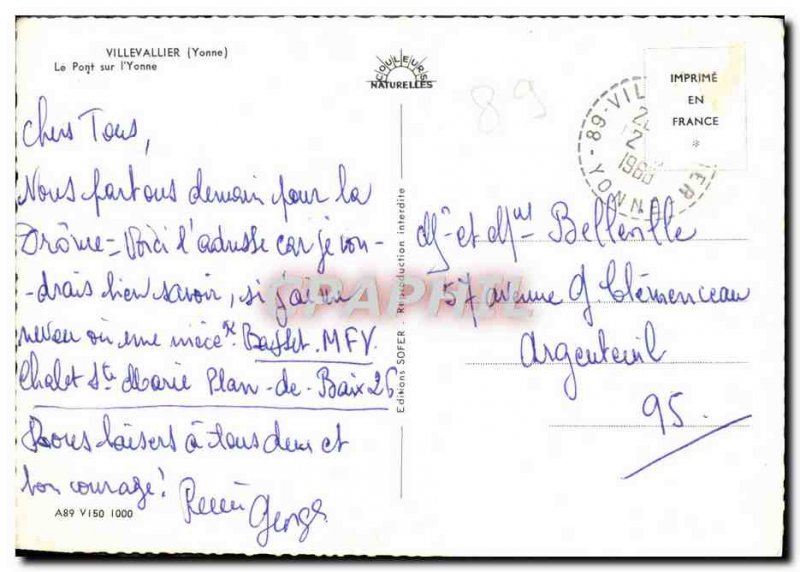 Postcard Modern Villevallier The Bridge On the & # 39Yonne