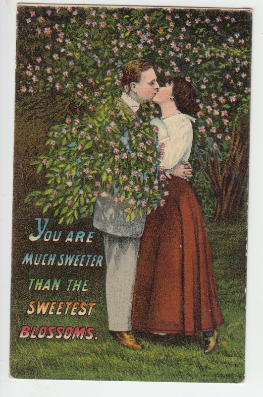 P2169 old postcard romantic couple you are sweeter than the sweetest blossoms