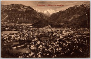 Interlaken Monch Und Jungfrau Switzerland Panoraman View Postcard