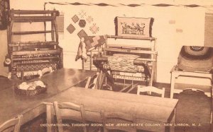 OCCUPATIONAL THERAPY ROOM NEW LISBON NEW JERSEY STATE COLONY POSTCARD (1930s)