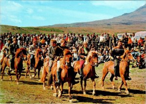 Thingvellir, Iceland  PONY RIDING Horseback Riders/Horse Event  4X6 Postcard