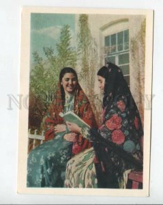 468561 USSR 1957 Turkmenistan female students reading a book IZOGIZ postcard