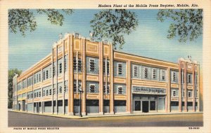 Linen Postcard Modern Plant of the Mobile Press Register Mobile, Alabama~123394