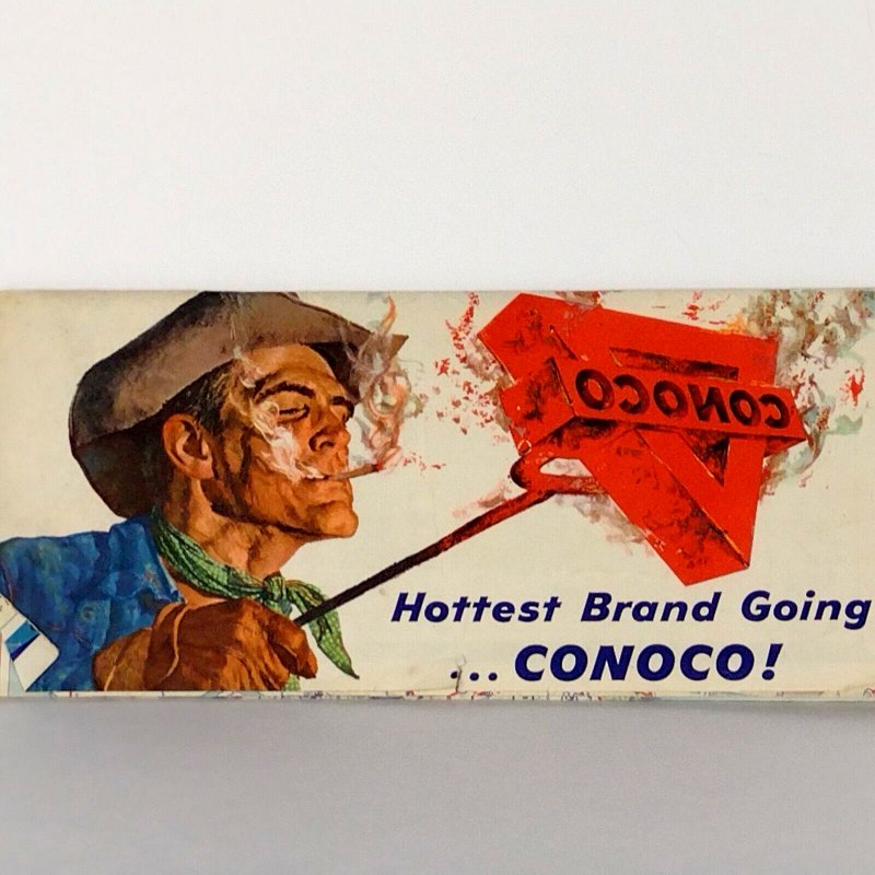 Circa 1950 Illinois Travel Road Map Conoco Dealer Hottest Brand Going