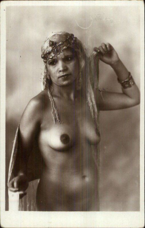 Nude Algerian Woman Crown Jewels Muslim Real Photo Postcard