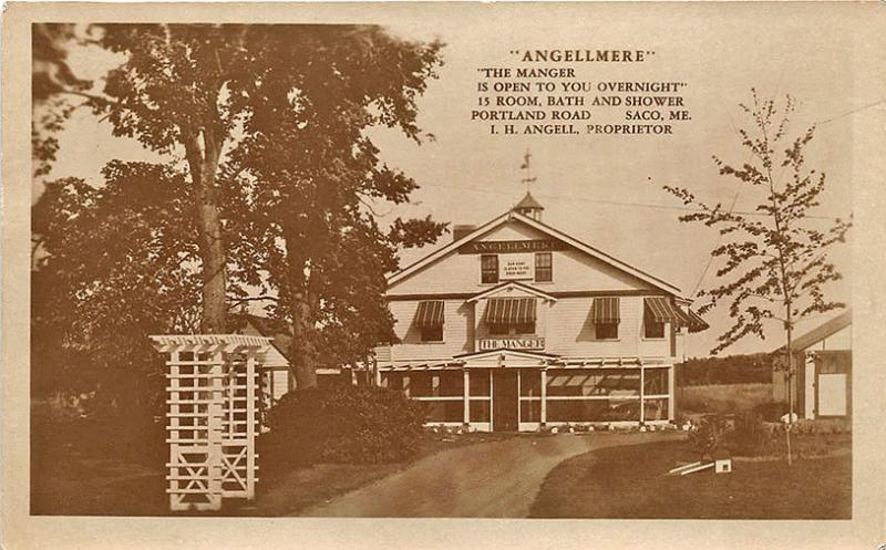 Saco ME Angellmere Dining Room Portland Road RPPC Postcard