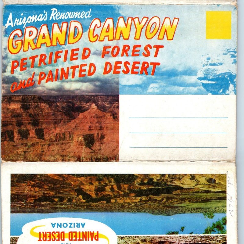 60s Grand Canyon AZ Postcard Souvenir Folder Petrified Forest Painted Desert M7