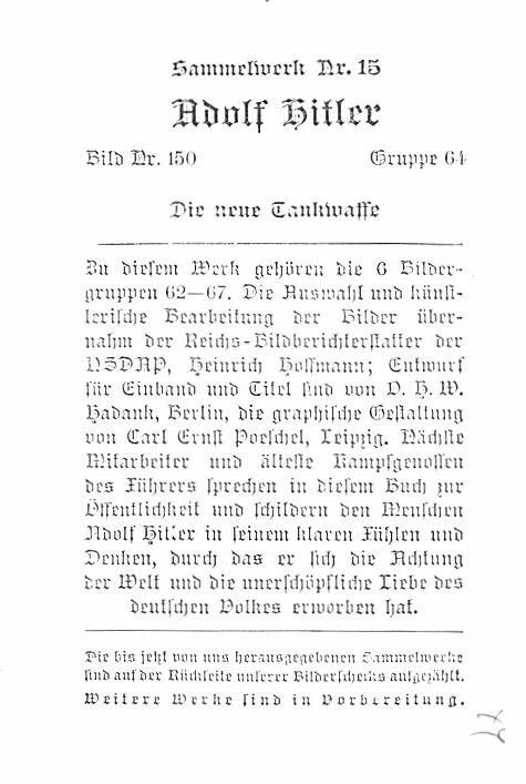 Adolf Hitler Trade Card, Non  Backing