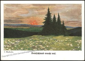 3rd Reich Very Early Bischoff Germany Awakening Propaganda Card 110745