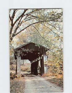 Postcard Historic Covered Bridge Quaker City Ohio USA